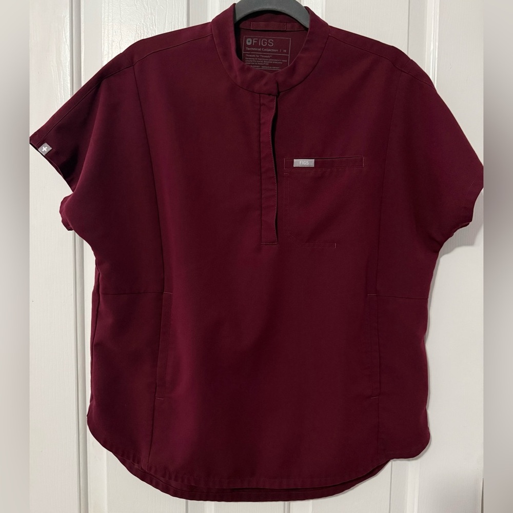 Figs Burgundy Scrub Top